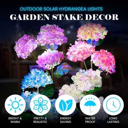 Outdoor Solar Hydrangea Lights - Garden Stake Decor